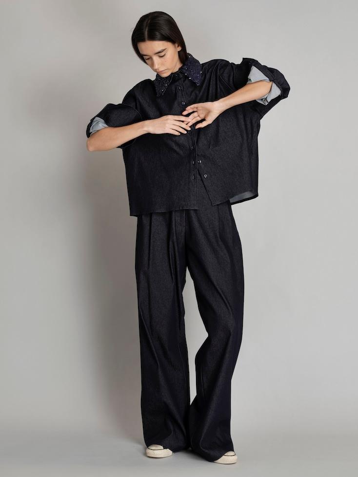 Bluse- Kevin cropped mit Pailetten - 3