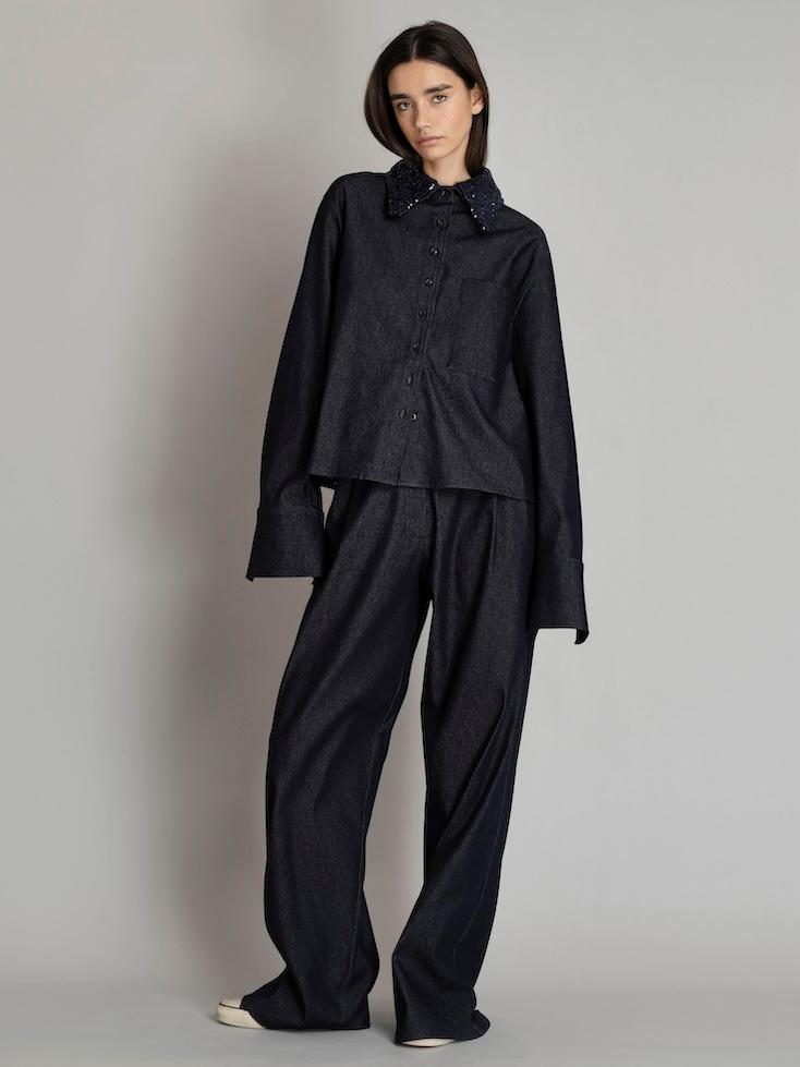 Bluse- Kevin cropped mit Pailetten - 4