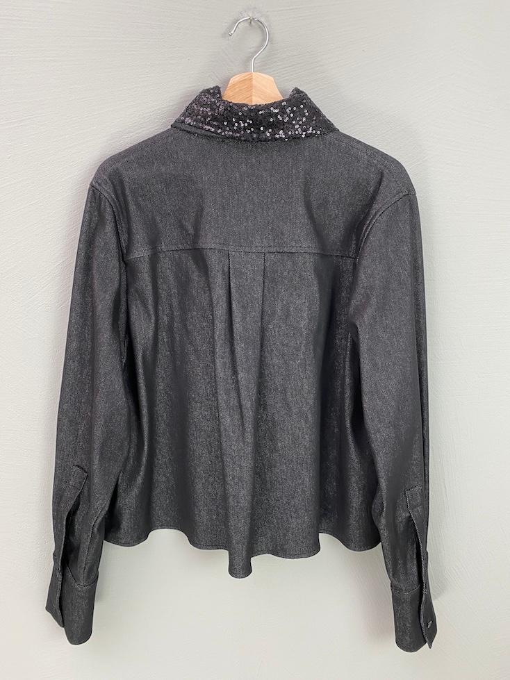Bluse- Kevin cropped mit Pailetten - 0