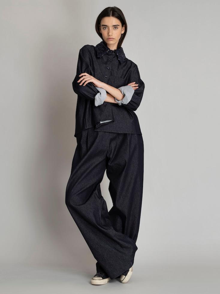 Bluse- Kevin cropped mit Pailetten - 2
