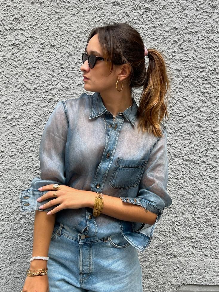 Bluse - Ronda Blue Denim Print