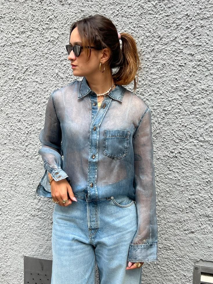 Bluse - Ronda Blue Denim Print - 3