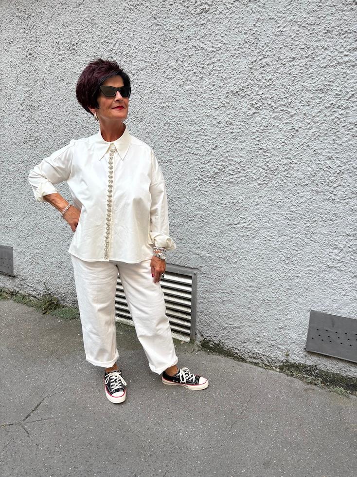 Bluse - Tim cropped mit Strass - 3